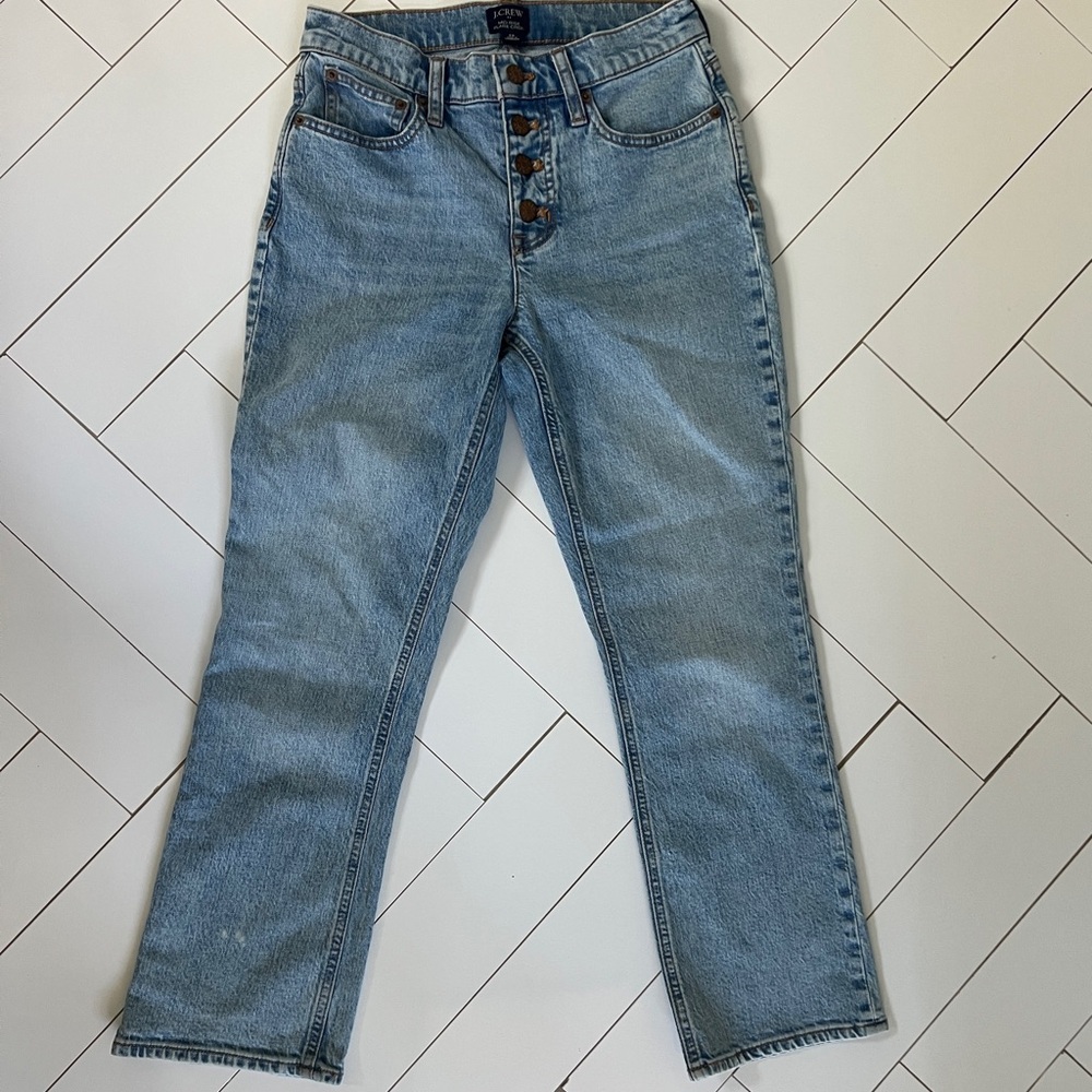 J. Crew Light Blue  Midrise Flare Crop Jeans #denimflare